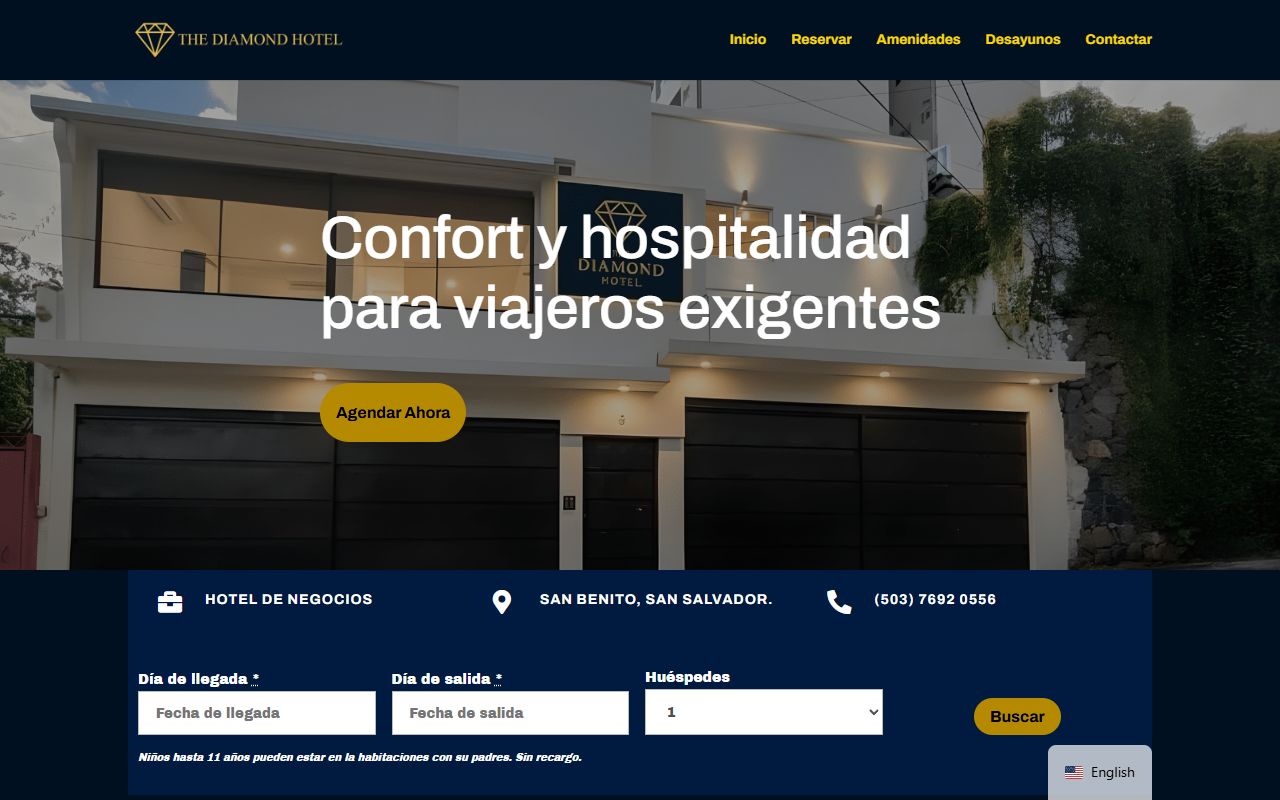 The Diamond Hotel website